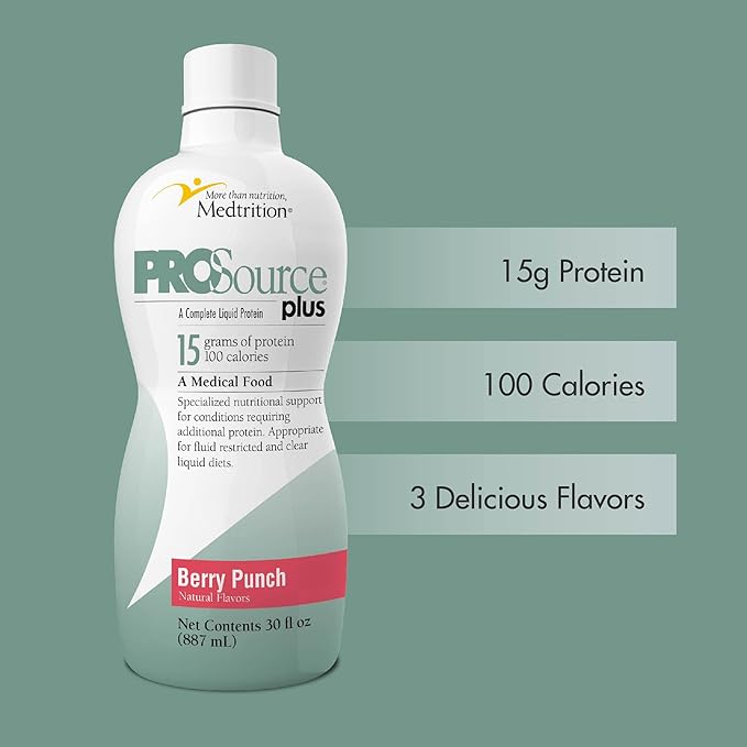 Liquid collagen peptides Type I III 15 grams protein per oz. | Plus Berry Punch Bottles 4 pack Medtrition|