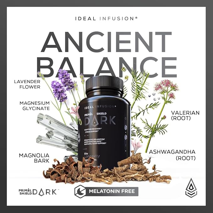 Ideal Infusion Nighttime Muscle Recovery &amp Deep Sleep Supplement: Stress Support and Hormone Balance - Zinc + Magnesium Glycinate Ashwagandha KSM-66 - Melatonin-Free (90 Capsules)