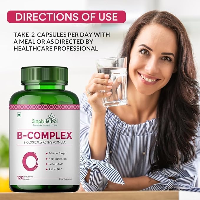 Vitamin B Complex Capsules for B12 Supplement for Hair Growth Metabolism &amp Support Healthy Brain Function (120 Capsules)