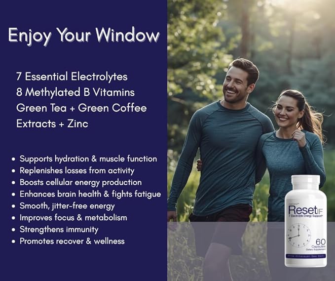 ResetIF 7 Electrolytes Methyl B12 &amp Methly Folate Green Tea &amp Green Coffee Extracts B Complex Zinc 72 Trace Minerals
