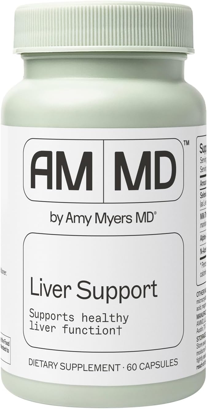 Amy Myers MD Liver Support - Comprehensive Liver Support Health Formula - Herbal Supplement with Milk Thistle &amp Selenium - Gentle Support for Liver Health &amp Bile Flow - 60 Capsules (60 Serving