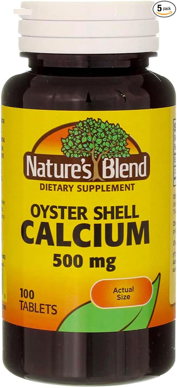 Nature's Blend Oyster Shell Calcium 500 mg Tablets - 100 ct Pack of 5