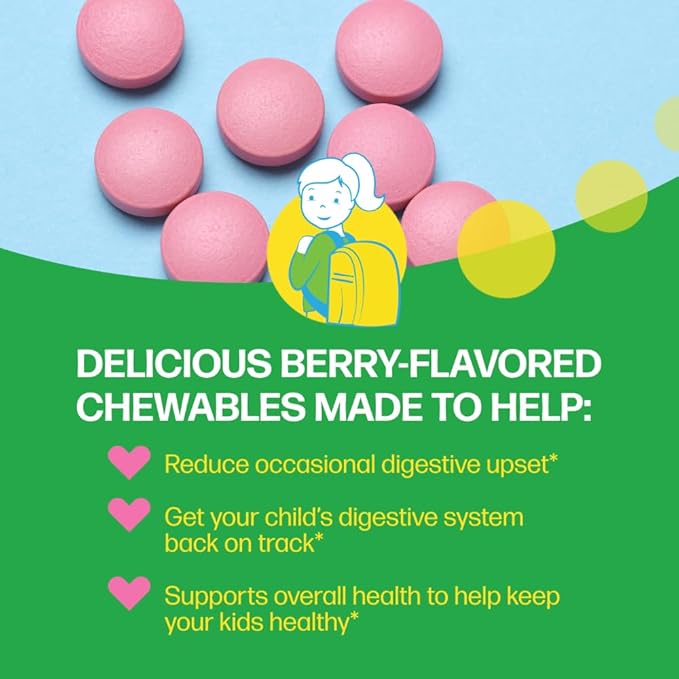 Culturelle Kids Chewable Daily Probiotic for Kids Ages 3+ 30 Count #1 Pediatrician-Recommended Brand Natural Berry Flavored Daily Probiotics for Digestive Health Oral Care &amp Immune Support
