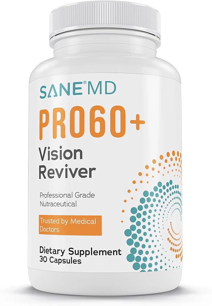 SANE MD PRO60+ Vision Reviver™ – Eye Supplement for Adults 60+ with Lutein Zeaxanthin &amp Astaxanthin – 30 Capsules