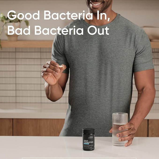 Sports Research® Gut Health Pack - Daily Probiotics w/Lacto &amp Bifido Probiotic Strains (60 Billion CFU) and U.S. Sourced Bovine Colostrum Powder w/IgG Antibodies for Gut Health &amp Digestive Sup
