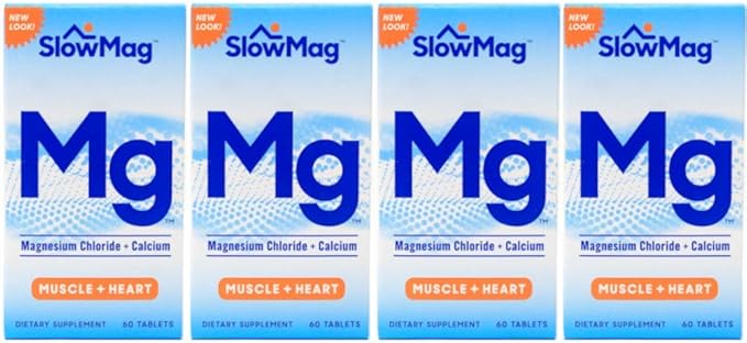 Slow Mag Magnesium Chloride and Calcium 60 Tablets Each (Value Pack of 4)