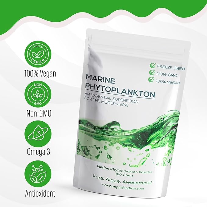 Marine Phytoplankton Supplement Superfood Rich in Omega-3 and Essential Nutrients (100 Grams)