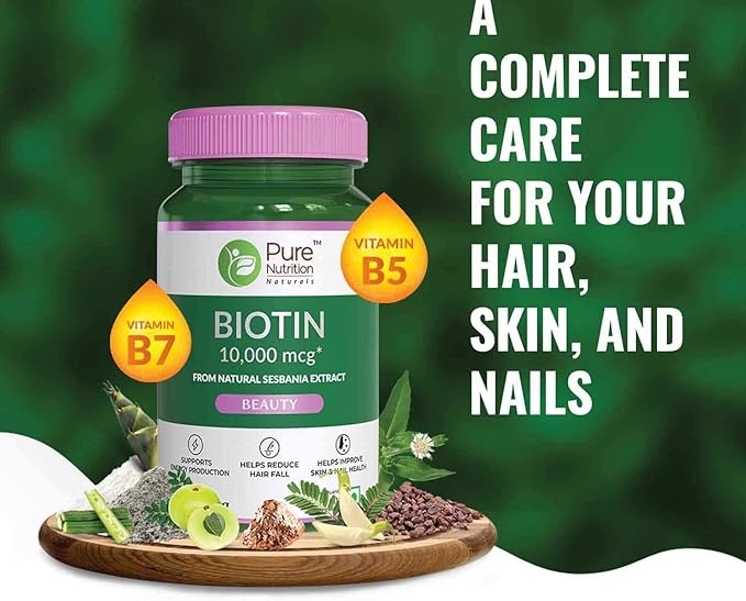 Ayurvedic Biotin Supplement for Stronger Hair Support Healthier Nails &amp Glowing Skin for Women &amp Men Natural Sesbania Grandiflora Herb 60 Veg Tabs
