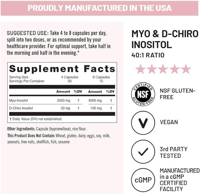 NatureWise Myo-Inositol &amp D-Chiro Inositol Fertility Supplements for Women - 40:1 Ratio [30-Day Supply] + CoQ10 200mg Softgels High Potency Ubiquinone - Coenzyme Q10 Supplement - [30-Day Supply]