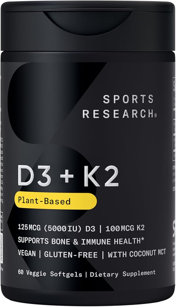 Sports Research® Organic Greens Superfood Powder w/Spirulina &amp Chlorella Adaptogens Enzymes Probiotics 8 VIT Bs D3 5000iu with Vitamin K2 100mg and Creatine Monohydrate