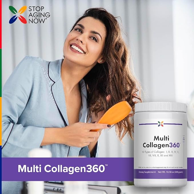Stop Aging Now - Multi Collagen Peptides Powder - Types i ii iii v x Unflavored - 10.58oz