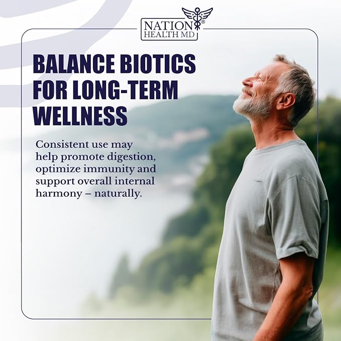 Balance Biotics - Raw Probiotics for Women &amp Men - Supports Digestive &amp Gut Health - with Chicory Root Jerusalem Artichokes &amp Probiotic Blend - Vegan Non-GMO - 60 Capsules
