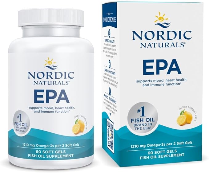 Nordic Naturals EPA Lemon - 60 Soft Gels - 1210 mg Omega-3 - High-Intensity EPA Formula for Positive Mood Heart Health &amp Healthy Immunity - 30 Servings