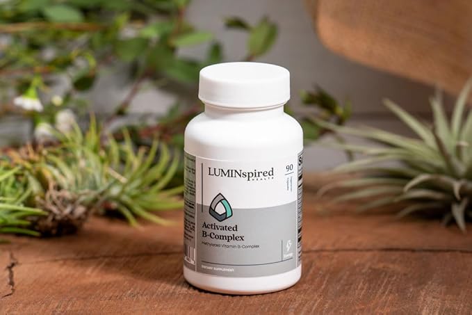 LUMINSPIRED Health Activated Vitamin B Complex with Vitamin C &amp Biotin All Vitamin B Dietary Supplement for Immune Support Metabolism Antioxidant Mood &amp Energy Gluten Free Vegan - 90 Cou