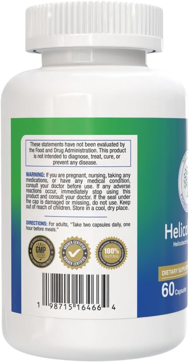 HELICOBKILLER - Natural Digestive Support Supplement with 60 Capsules | Fights Helicobacter Pylori Supports Digestive System &amp Gut Microbiota