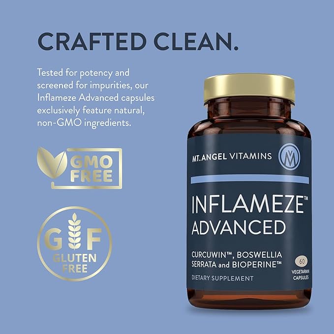 Mt. Angel Vitamins: Inflameze Advanced. Joint Health Collagen Protection Turmeric Supplement 60 Capsules