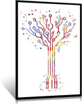 Circuit Board Tree Circuit Board Print Circuit Board Circuit Board Print Tree Watercolor Circuit Board Circuit Board Tree Art 16''X24''Framed Modern Canvas Wall Art