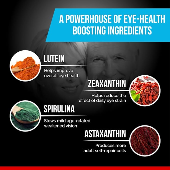 Vision Support Supplement - Eye Health Formula with L-Tartrate Resveratrol Blueberry Extract Vitamins A C D &amp 11 Ingredients for Vision Support - 60 Capsules/Bottle - 6 Pack
