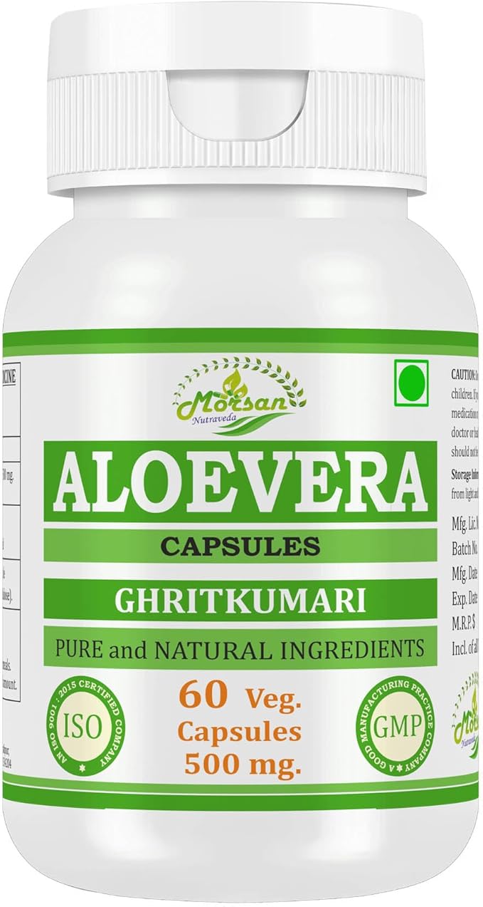 Aloe Vera Capsules | 100% Pure &amp Natural Herbal Supplement | Supports Skin Health Digestion &amp Immunity | Ayurvedic Wellness(Pack of 4)