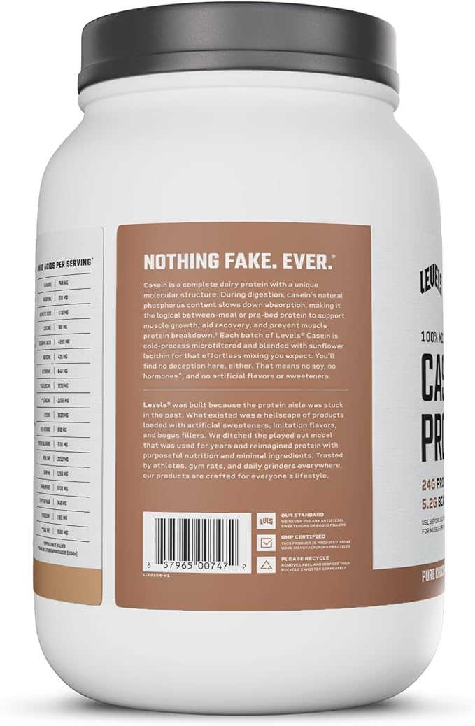 Levels 100% Micellar Casein Protein Hormone Free Chocolate 2LB