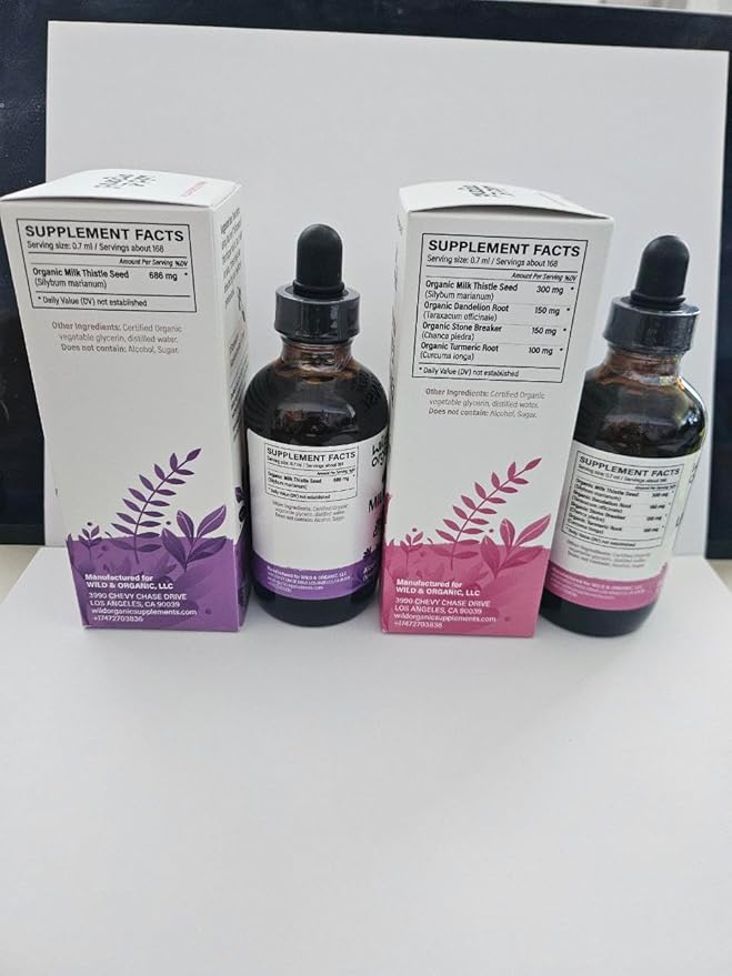 Wild &amp Organic Milk Thistle Tincture 4 fl oz &amp Liver Cleanse Tincture 4 fl oz