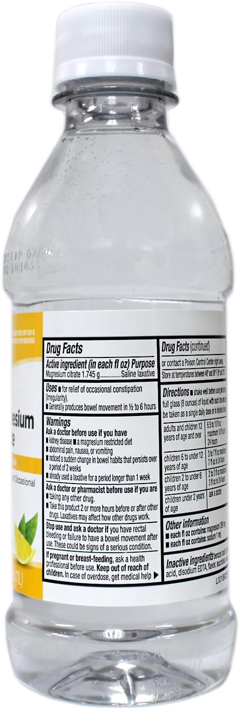 Quality Choice Magnesium Citrate Oral Solution Saline Laxative for The Relief of Occasional Constipation Lemon Flavor 10 Fl Oz (5)