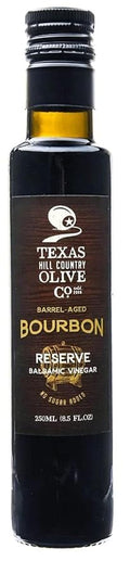 Bourbon Reserve Balsamic Vinegar - Gourmet Barrel Aged Infused Balsamic Vinegar - Great for Dressing Dipping Glazing - No Artificial Flavors or Added Sugar - Made in Texas (8.5 oz)