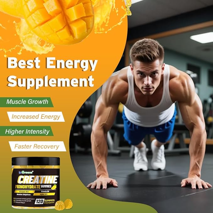 Creatine Monohydrate Gummies 6g for Men &amp Women Potent Creatine Supplement Chewables Creatine for Energy Boost Increase Strength and Build Muscle Gluten-Free Sugar Free120 Count