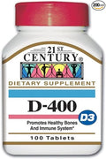 21st Century Vitamin D 400IU Tablets 100 Count (4 Pack)