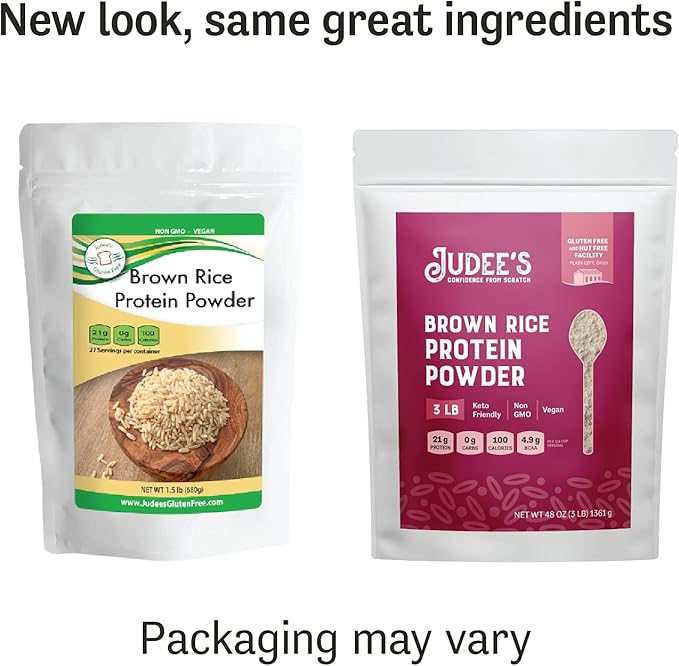Judee's Gluten Free Brown Rice Protein Powder - Sprouted Rice Formula - Keto-Friendly Plant-Based Nutrition - Dairy &amp Soy-Free Shake Base - 3 lb Unflavored Pack of 1