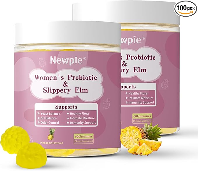 Her Juicy Feminine Probiotics Gummies for Women | Tropical Pineapple Flavor | Supports pH Balance Gut &amp Immune Health | with Slippery Elm Prebiotics &amp Lactobacillus Blend | 60 Gummies (2)