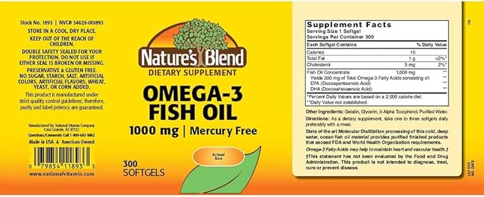 Nature's Blend Omega-3 1000mg - 90 Softgels Pack of 2