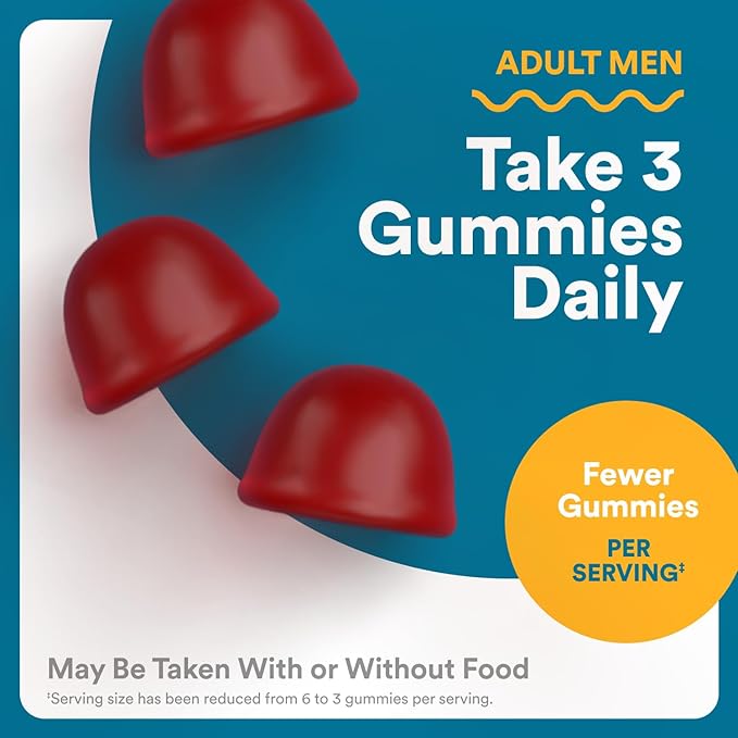 SmartyPants Men's Multivitamin Gummies Omega 3 (DHA/EPA) Methylfolate Vitamin D3 C Vitamin B12 B6 Vitamin A K Zinc &amp Selenium Gluten Free 90 Count (30 Day Supply)