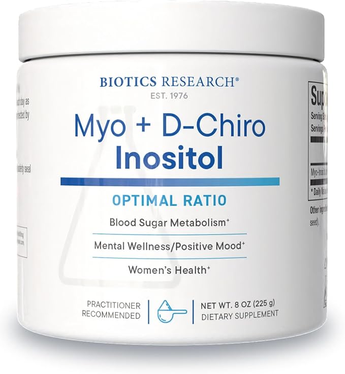 Biotics Research Balanced B8 Powder Myo inositol and D Chiro inositol 40:1 Ratio Women’s Health Neural Communication Fat Metabolism Vascular Health Hair Growth 8 Ounces