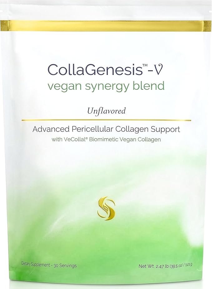 CollaGenesis™-V – 25g Protein Vegan Collagen MSM &amp Hyaluronic Acid Complete Amino Acid Profile Vitamins &amp Minerals Collagen Support Cofactors – Vegan Synergy Blend – Unflavored