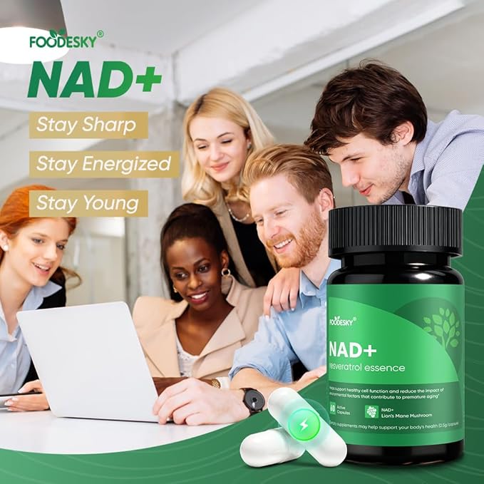 NAD+ Resveratrol Essence Capsules - 5mg NAD+ &amp Lion's Mane Mushroom - Supports Healthy Cell Function &amp Daily Wellness - 60 Active Dietary Capsules (3PCS)