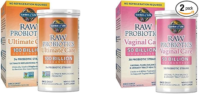 Raw Probiotics for Women and Men Ultimate Care + Vaginal Care Shelf Stable Probiotics (50 Billion CFU)