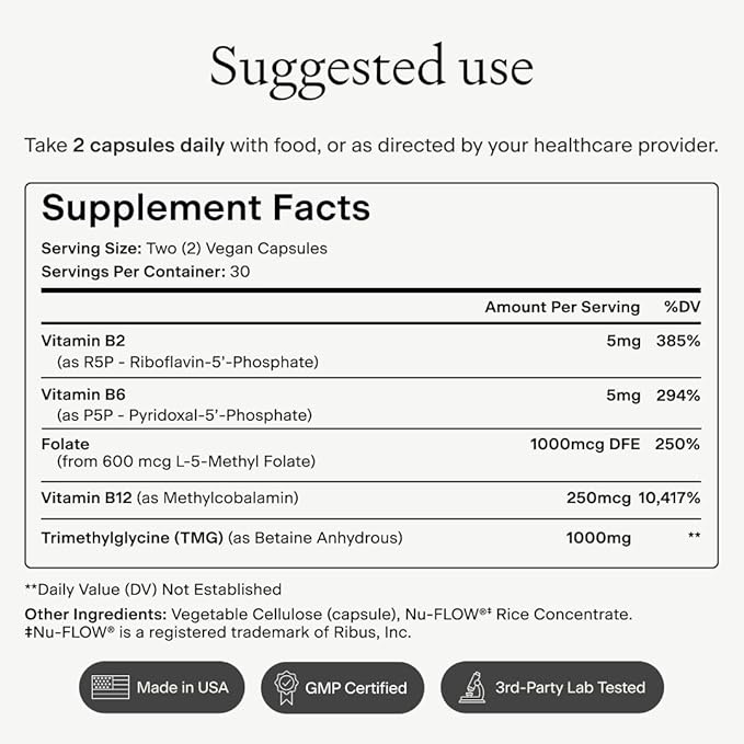 OMRE - TMG (Trimethylglycine) 1000mg with Methyl B Complex — Supports Heart &amp Liver Health — Betaine Supplement Vegan - Methyl Donor