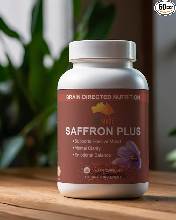 Mood &amp Mind Support with Saffron Curcumin &amp Zinc 60 Vegan Capsules Herbal Supplement for Emotional Balance and Mental Clarity