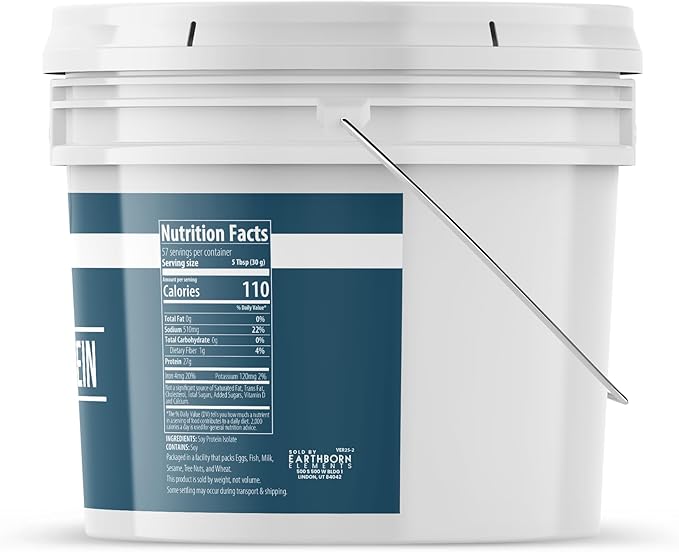 Earthborn Elements Soy Protein Powder 1 Gallon Bucket Always Pure Smoothies &amp Shakes (60.8 Ounces)
