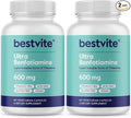 BESTVITE Ultra Benfotiamine 600mg per Capsule (120 Vegetarian Capsules) (60x2) No Stearates - No Silicon Dioxide - Vegan - Non GMO - Gluten Free - Maximum Strength Benfotiamine