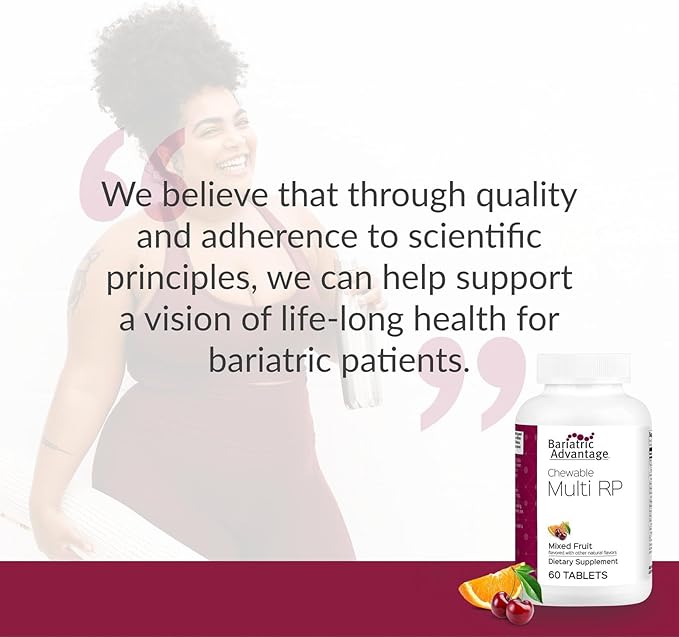 Bariatric Advantage Chewable Multi RP Multivitamin - for Bariatric Surgery Patients - with Iron Copper Vitamin C A Zinc &amp More - 100% DV of 18 Nutrients - Mixed Fruit - 60 Count
