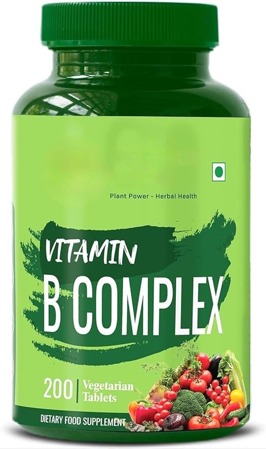 Vitamin B Complex 100% RDA - 200 Tablets/Capsules - B Vitamins Supplement (B1 B2 B3 B5 B6 B7 B9 B12) Green