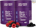 The Wellness Project 14-in-1 Hair Skin &amp Nails Gummies with 10000 mcg Biotin Keratin Hyaluronic &amp Folic Acid Vitamins A C B5 B6 &amp B12 &amp Sea Buckthorn | Tasty Mixed Berry Flavor