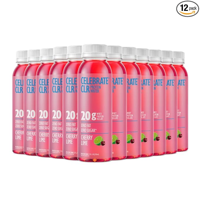Celebrate Vitamins CLR Whey Isolate Protein Water Cherry Lime – 20g Ready-to-Drink Protein for Post-Bariatric Surgery Patients – Gluten-Free Sugar-Free Hydrating Refreshing Protein Beverage 12 Pack