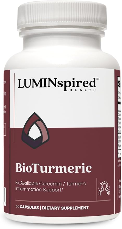 LUMINSPIRED HEALTH High Absorption Turmeric Curcumin Supplement with Black Pepper Extract for Joint Health Antioxidant Support &amp Inflammation Relief Vegan Non-GMO Gluten Free - 60 Counts