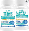 Magnesium L-Threonate 2000mg | 10-in-1 Supplement for Brain Health &amp Cognitive Support | High-Absorption Magnesium Threonate Capsules 120 Count