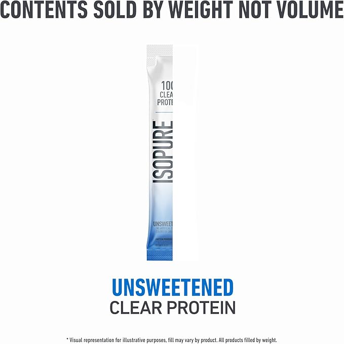 Isopure Clear Protein Stick Pack Unflavored 20 Count (Pack of 1)