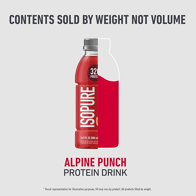 Isopure Zero Carb 32g Clear Protein Ready-to-Drink Whey Protein Isolate Alpine Punch 12 Pack (Packaging May Vary)