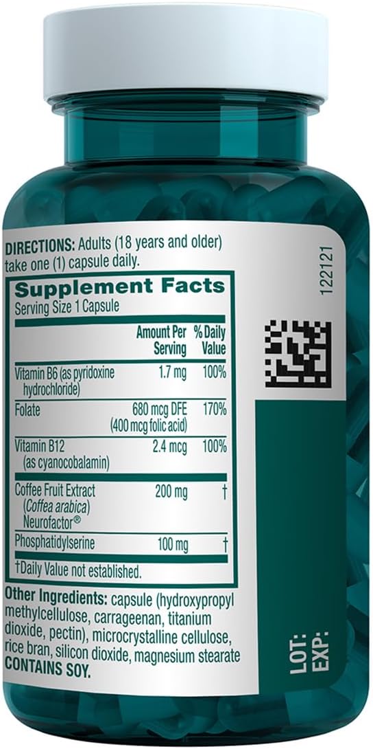 NEURIVA Plus Brain Supplement for Memory Focus &amp Concentration + Cognitive Function with Clinically Tested Nootropics Phosphatidylserine and Neurofactor VIT B6 &amp B12 30 Count Capsules (3 Pa
